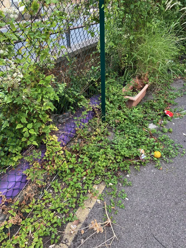 walk ay with blakc fencing