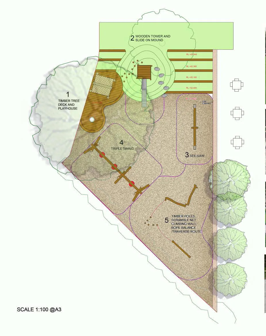 wodden play area on paper